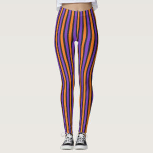 Randig Halloween för purpurfärgad orangesvart Leggings