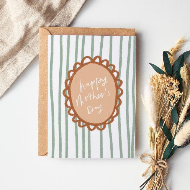 Randig Handritad Ram Glad Mors Dag Tack Kort (Skapare uppladdad)