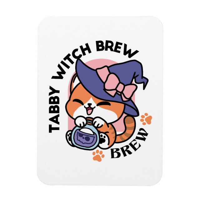 Randig Häxört – Sött Halloween Kattdesign Magnet (Vertikal)