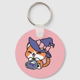 Randig Häxört – Sött Halloween Kattdesign Nyckelring