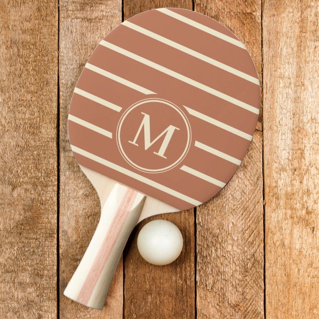 Randig i blekrosa färg med monogrammönster pingisracket (Skapare uppladdad)