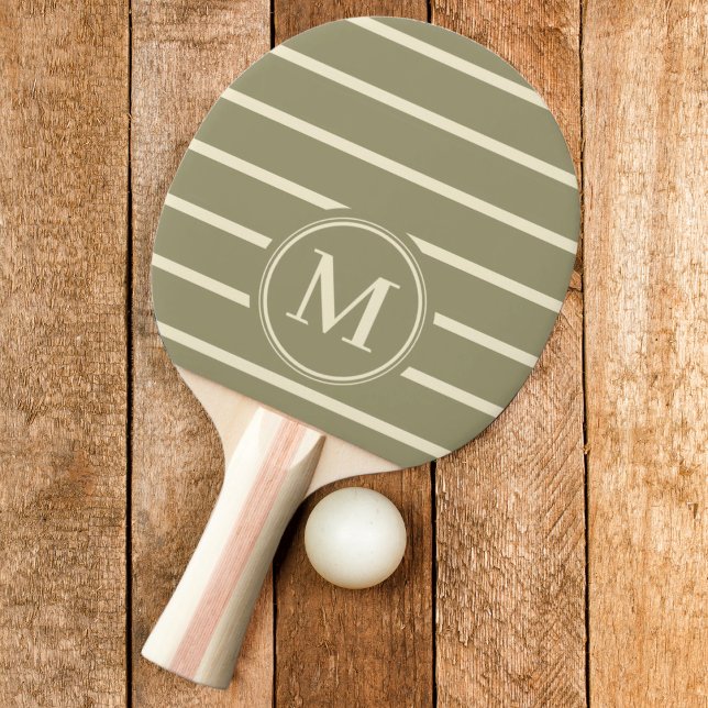 Randig i grönsalviafärg med monogrammönster pingisracket (Skapare uppladdad)