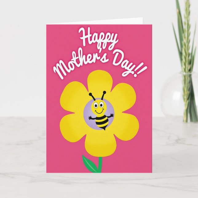 Randig Insekt Blomma Kort (Framsida)