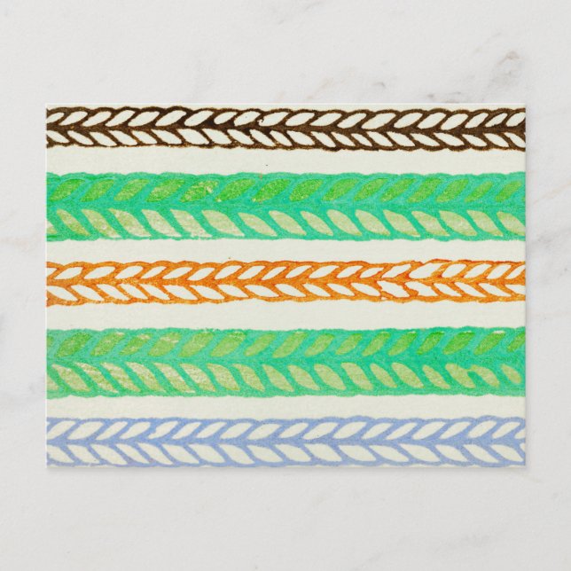 Randig japansk träsnitts textil vykort (Framsida)