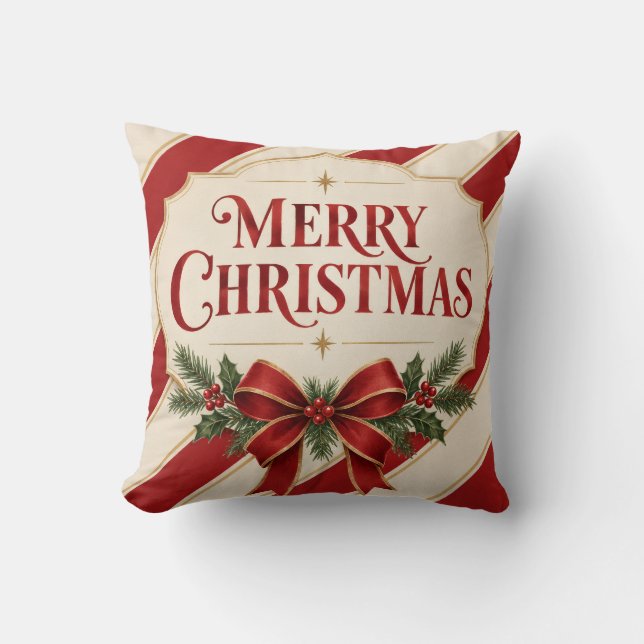 Randig jul, glad jul hälsningsstil kudde (Framsida)