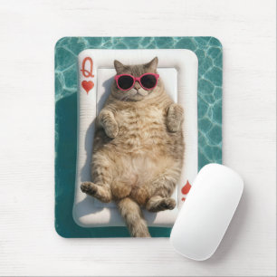 Randig katt flytande på drottninghjärtas poolflott musmatta