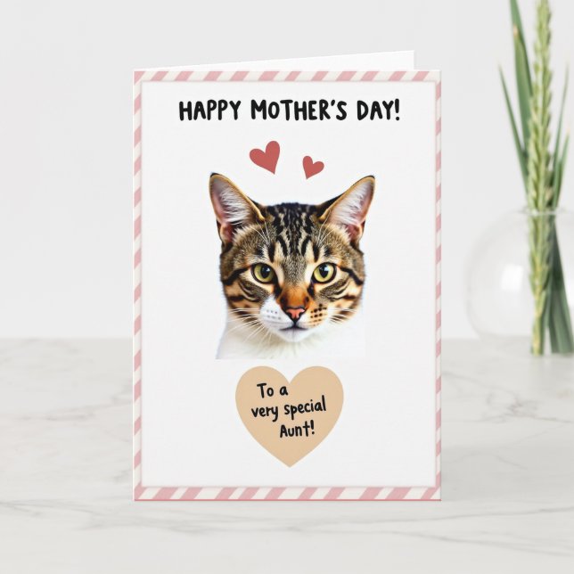 Randig Katt Glad Mors Dag Kort (Framsida)