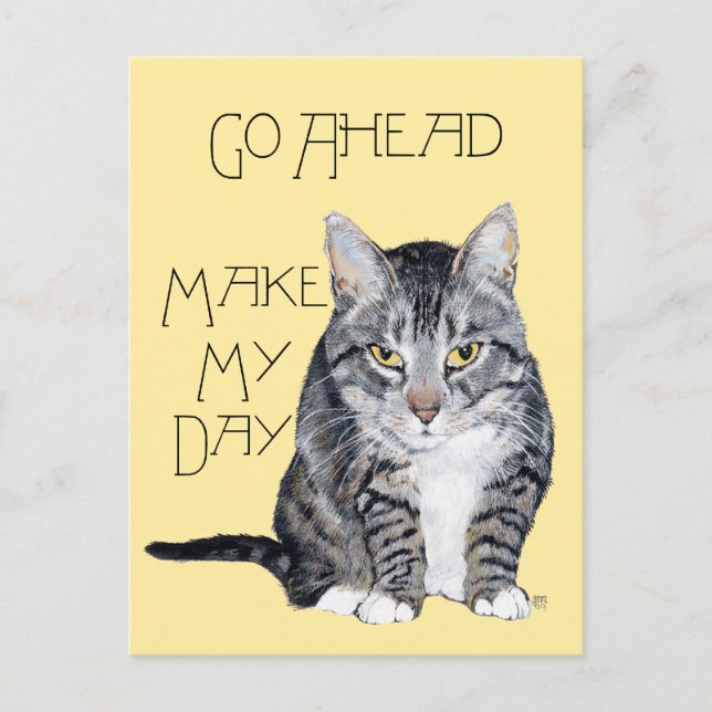 Randig katt - gör min dag vykort (Framsida)