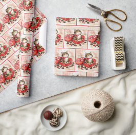 Randig katt i en hjärtformad chokladlåda till Alla Presentpapper