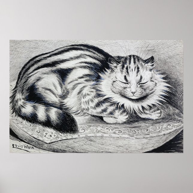 Randig katt, Louis Wain Poster (Framsidan)