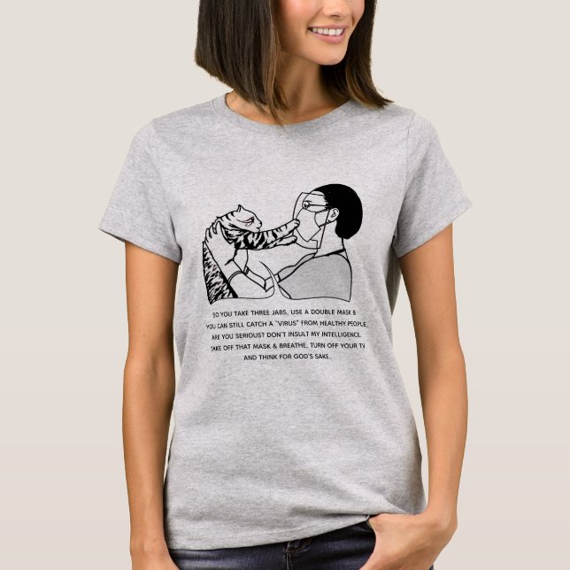 Randig katt och meddelande T-shirt (Framsida)