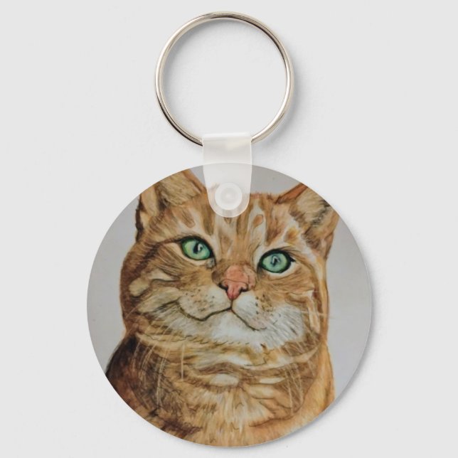 Randig katt på nyckelring (Framsida)