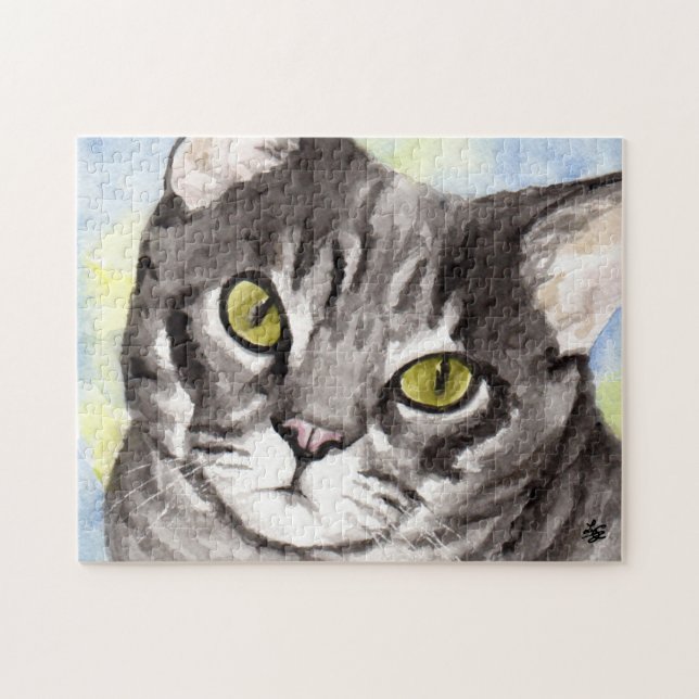 Randig katt pussel (Horisontell)