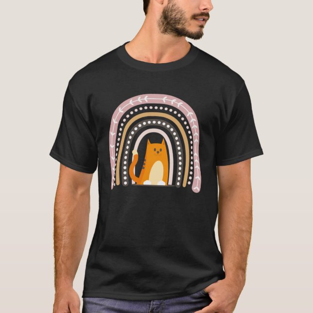 Randig katt regnbåge t shirt (Framsida)