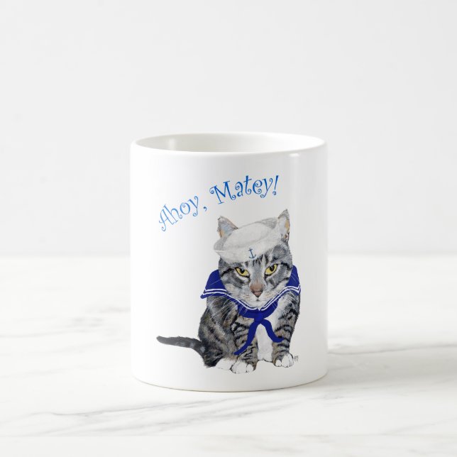 Randig Katt Sjöman Kaffemugg (Center)