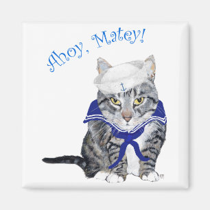 Randig Katt Sjöman Magnet