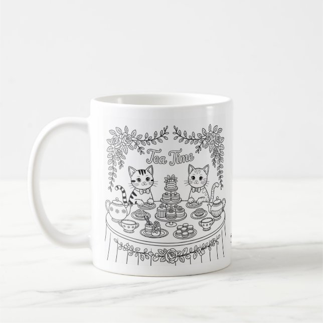 Randig Katt Tekopp Tids Festliga Mugg (Vänster)