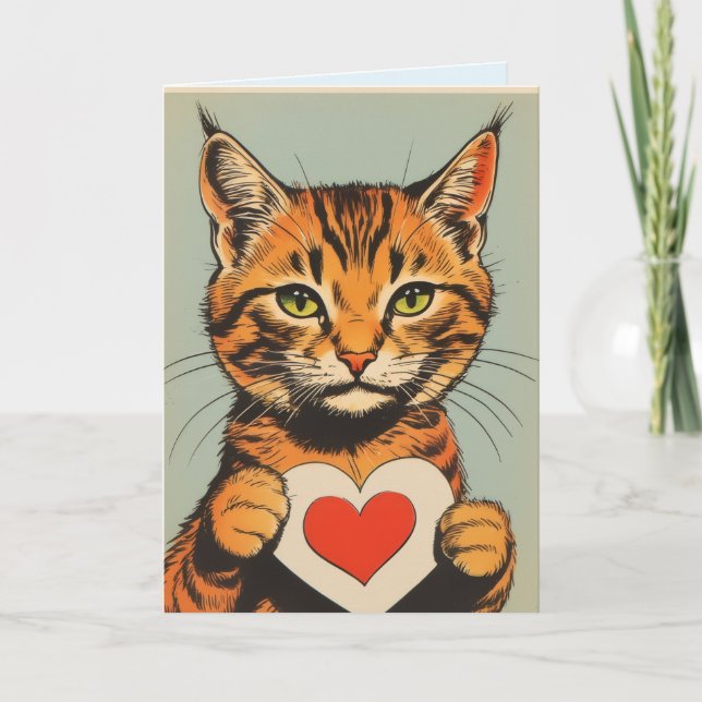 RANDIG KATT VALENTINSDAGEN GRATTISKORT KORT (Framsida)