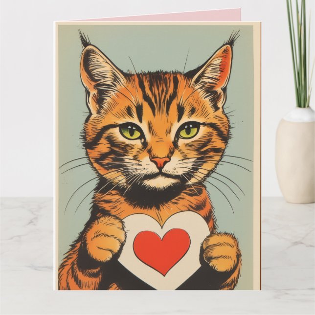 RANDIG KATT VALENTINSDAGEN GRATTISKORT KORT (Framsida)