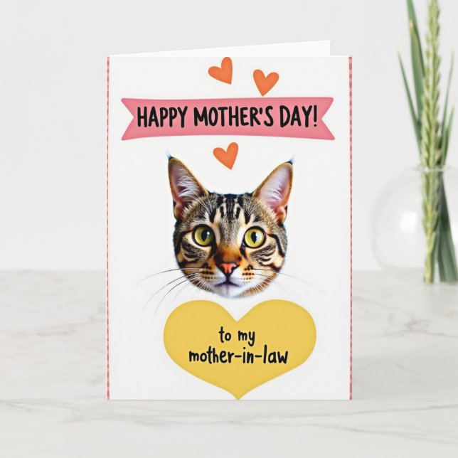 Randig Kattmamma Kärlekskort Kort (Framsida)
