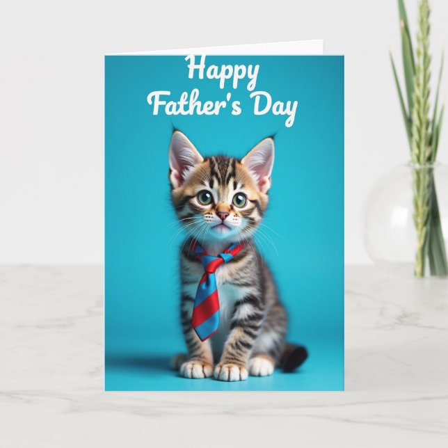 Randig Kattunge Fars Dag Kort (Framsida)