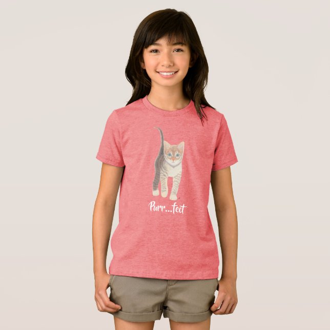 Randig Kattunge Tjej Tri-Blend T Shirt (Framsida Full)