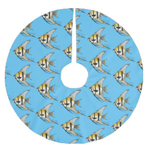 Randig kejsarfisk tecknad illustration julgransmatta borstad polyester