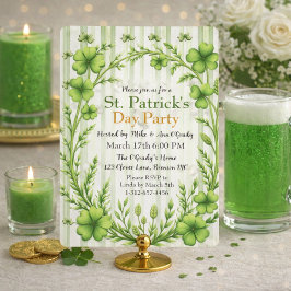 Randig klöverpartajinvitation inbjudningar