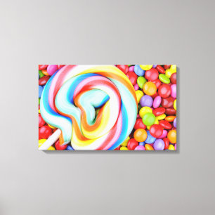 Randig klubba och mångfärgade Smarties Canvastryck