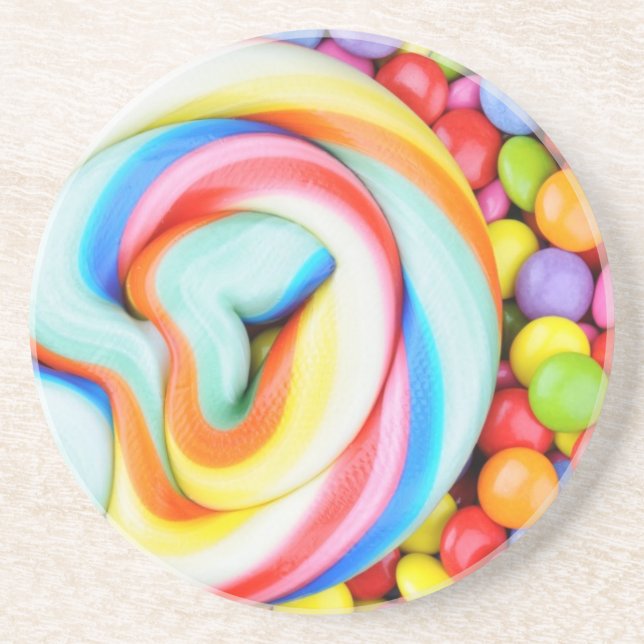 Randig klubba och mångfärgade Smarties Underlägg Sandsten (Framsidan)