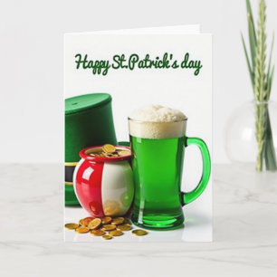 Randig kruka med guld St Patricks-kort Kort