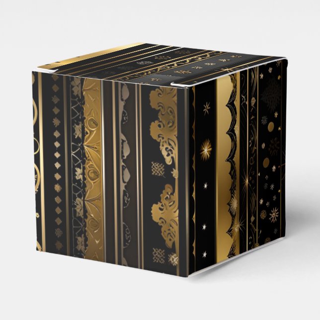 Randig kub för elegant, svart och Guld Lodrät Presentaskar (Framsidan Sidan)