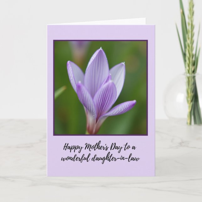 Randig Lavendelblomsterkort Kort (Framsida)