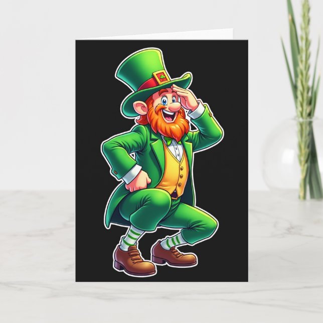 Randig Leprechaun Rolighetskort Kort (Framsida)