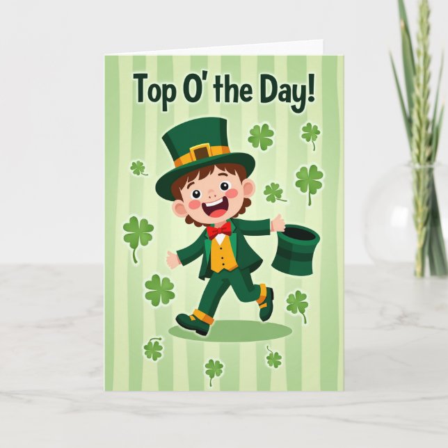 Randig Leprechaun Scenkort Kort (Framsida)