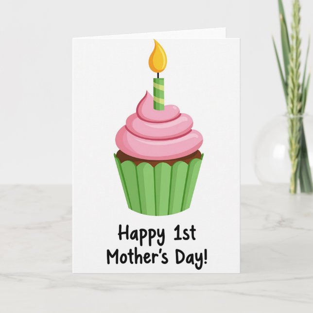 Randig Ljusstake Cupcake-kort Kort (Framsida)
