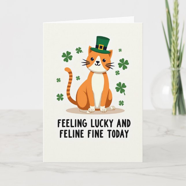 Randig Lucky Katt Kort (Framsida)
