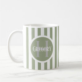 Randig Mall Grön C22 Långt Namn Initialer Kaffemugg