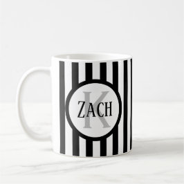 Randig Mall Svart C00 Kort Namn Initial Kaffemugg