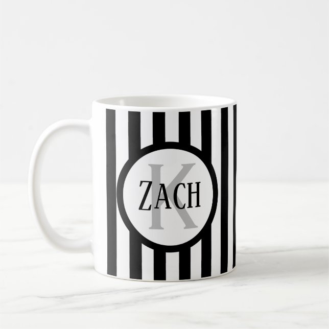 Randig Mall Svart C00 Kort Namn Initial Kaffemugg (Vänster)