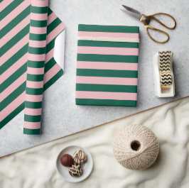 Randig Modern jul firande grön rosa  Presentpapper