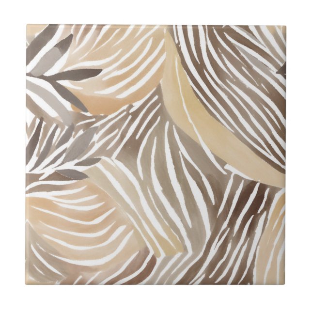 Randig Modern Neutral Beige Enkel Kakelplatta (Framsidan)