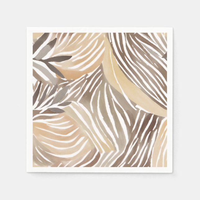 Randig Modern Neutral Beige Enkel Pappersservett (Framsidan)