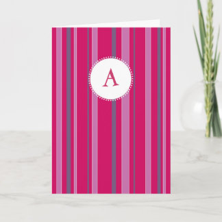 Randig Monogram - Fuschia & lilor Anteckningskort