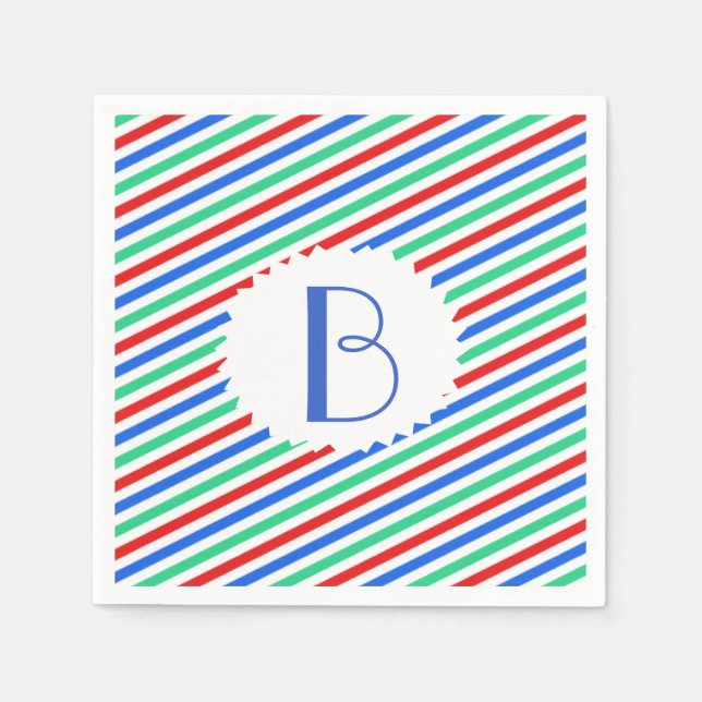 Randig monogrammad Papper blöjor Pappersservett (Framsidan)