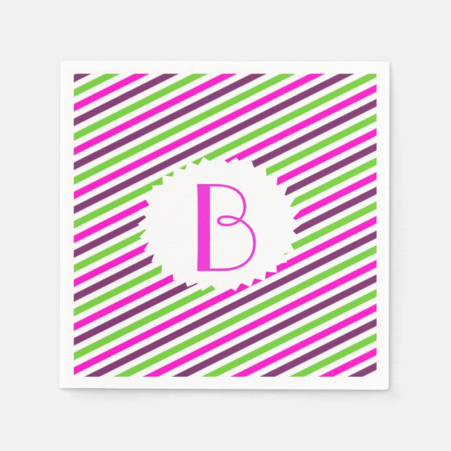 Randig monogrammad Papper blöjor Pappersservett (Framsidan)