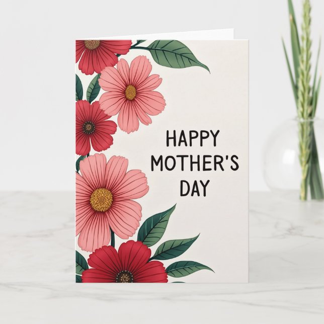 Randig Morsdags blommiga hälsningskort Kort (Framsida)