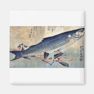 Randig multefiskar Bora vid Ando, Hiroshige Ukiyoe Magnet