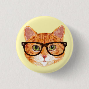 Randig orange Hipsterkatt som ha på sig Knapp