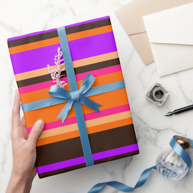 Randig Orange, Magenta och Lila Modern gift-figurs Presentpapper (Gifting)